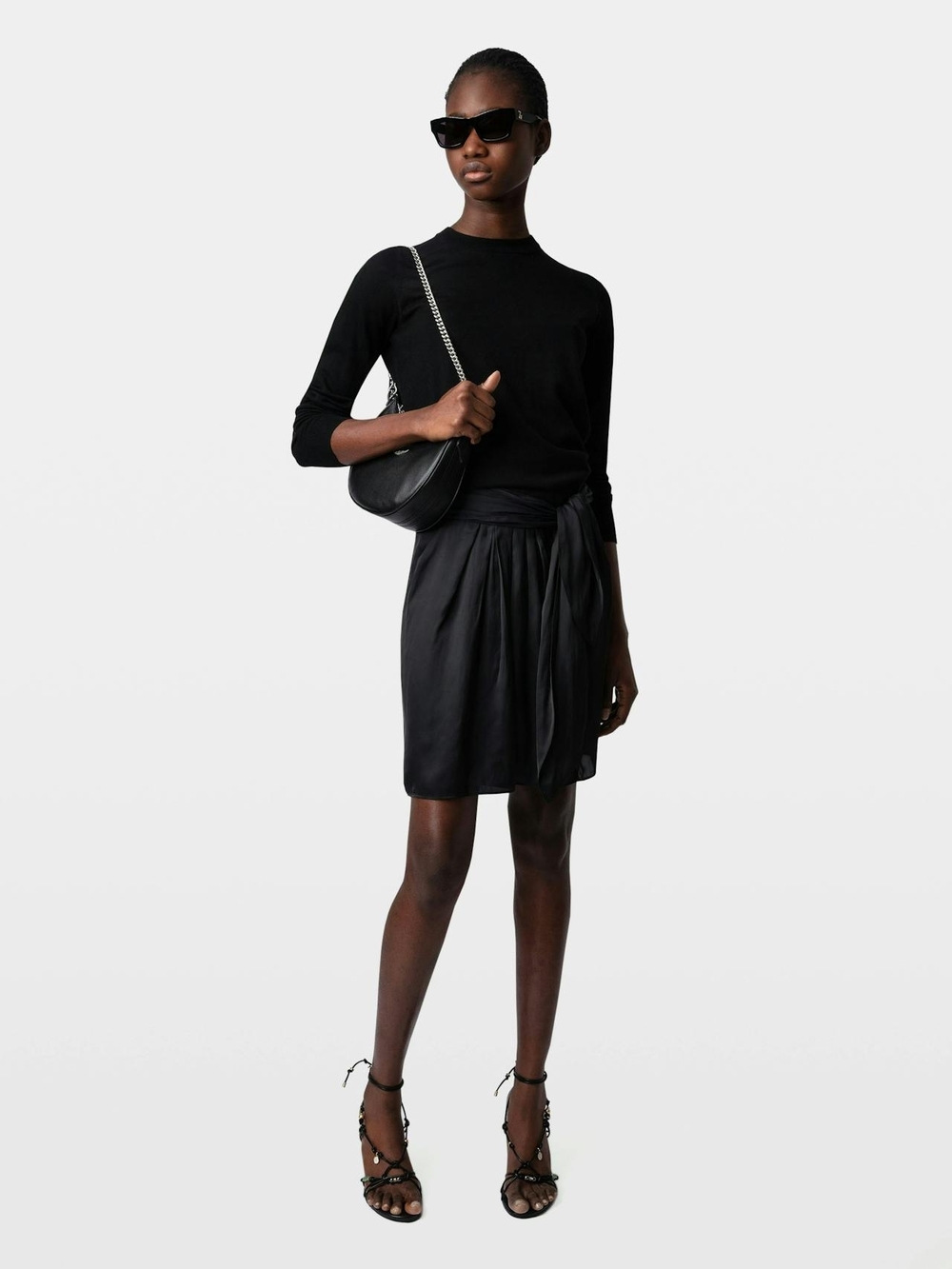 Zadig & Voltaire Black Satin Mini Skirt